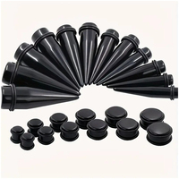 2PC Punk Black Flesh Tunnel Ear Taper Plugs Stretcher Expander Gauge Earrings 1.6-25mm Acrylic Stretching Piercing Body Jewelry