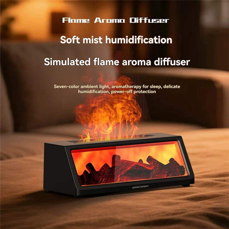 A005-Simulated Wood Flame Aroma Diffuser Fireplace Flame Humidifier Desktop Simulated Fireplace Flame Humidifier For Home