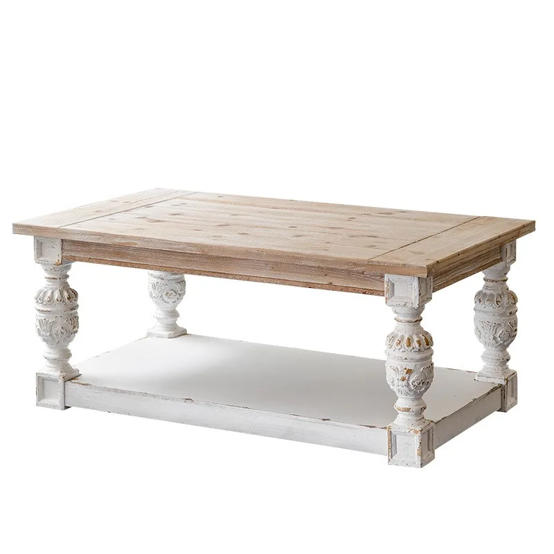 

Carved retro old coffee table literary square dining table