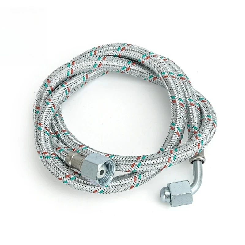 Stainless Steel Braided Fuel Oil Hose 1/4 Female Thread Straight & Elbow Fitting Burner Oil Pipeline Pipe Parts