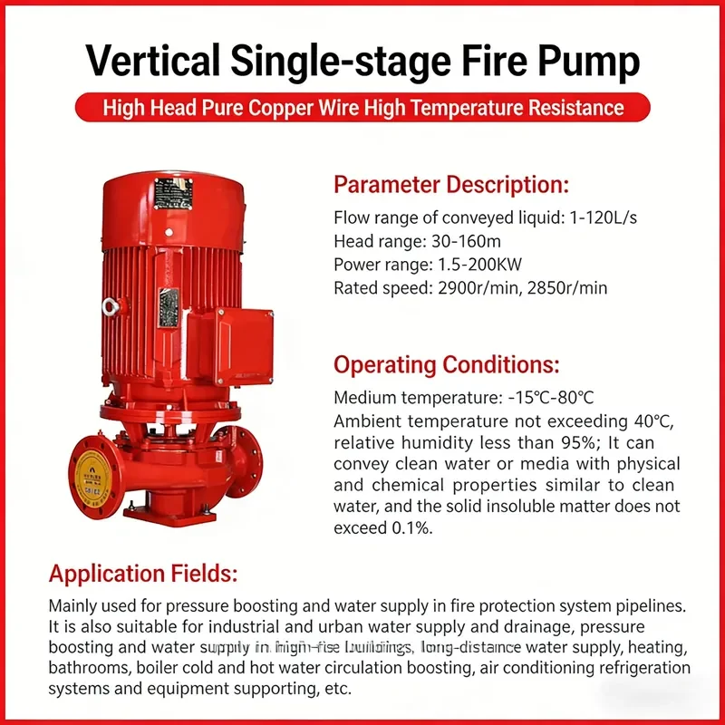 Durable Vertical Single-Stage Flange Connection Fire Pump Anti-Corrosion Long Service Life for Residential Community