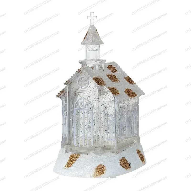 Christmas decorations crystal church house snowflake music box music box Christmas gift ornament