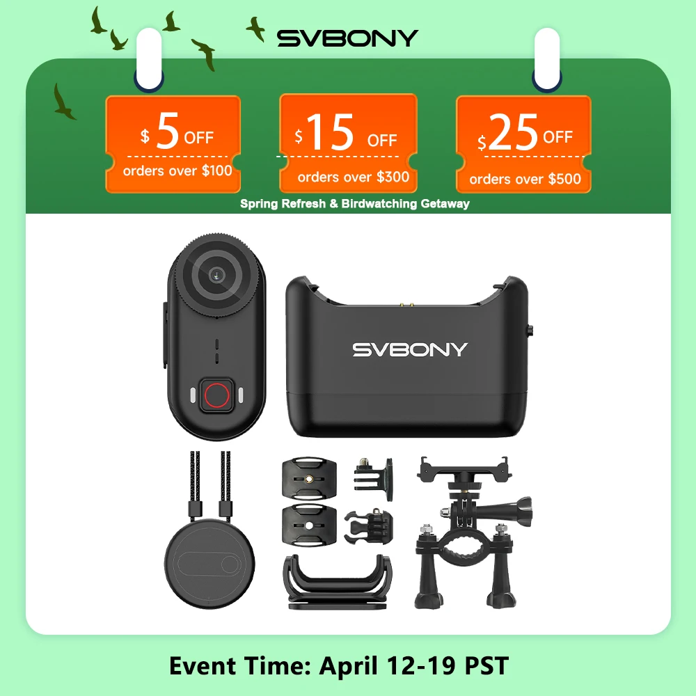 

SVBONY SVGo M3 Magnetic Suction Thumb Action Camera 10m Waterproof Built-in 64GB Storage True 4K/30fps 43g for POV Vlog Surfing
