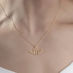 Fashion Stainless Steel Beetle Pendant Necklace for Women Vintage Egypt Scarab Amulet Necklace Men's Egyptian Jewelry Gifts