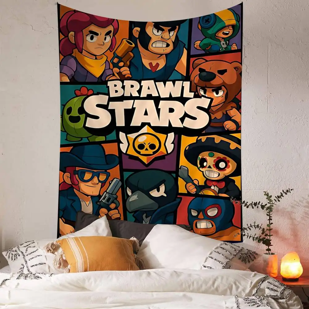 Game Brawl S-Stars Anime Tapestry Hippie Flower Wall Carpets Dorm Decor Wall Hanging Home Decor