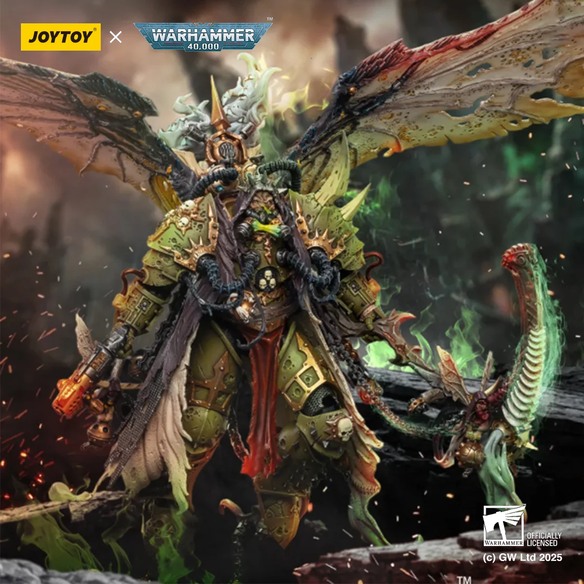 Figurka akcji JOYTOY Warhammer 40K Mortarion 1/18 Demon Primarch Nurgle Figurka Anime z Ruchomymi Stawami Model Kolekcjonerski Zabawka