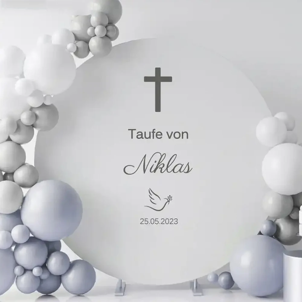 

Baptism Vinyl Sticker Wall Decal Personalized Names Welcome Sign With Cross Bird Birthday Party Stickers