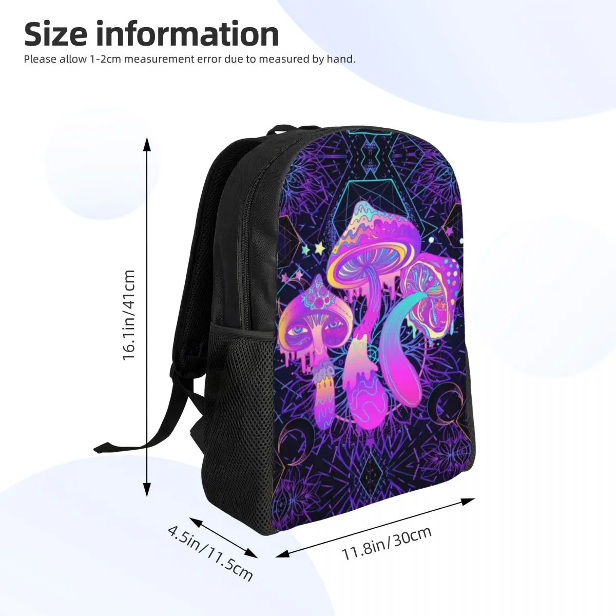 Trippy Mushrooms Laptop Backpack Women Men Basic Bookbag for College School Student Magic Psychedelic Bags