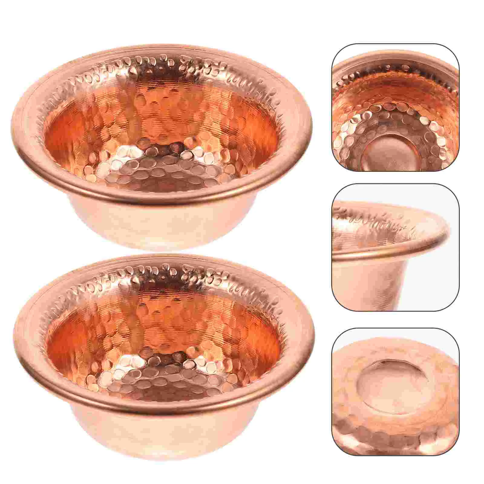 2 Pcs Sound Bowl Meditation Altar Water Copper Holy Cup Temple Offerings Rose Gold Hall