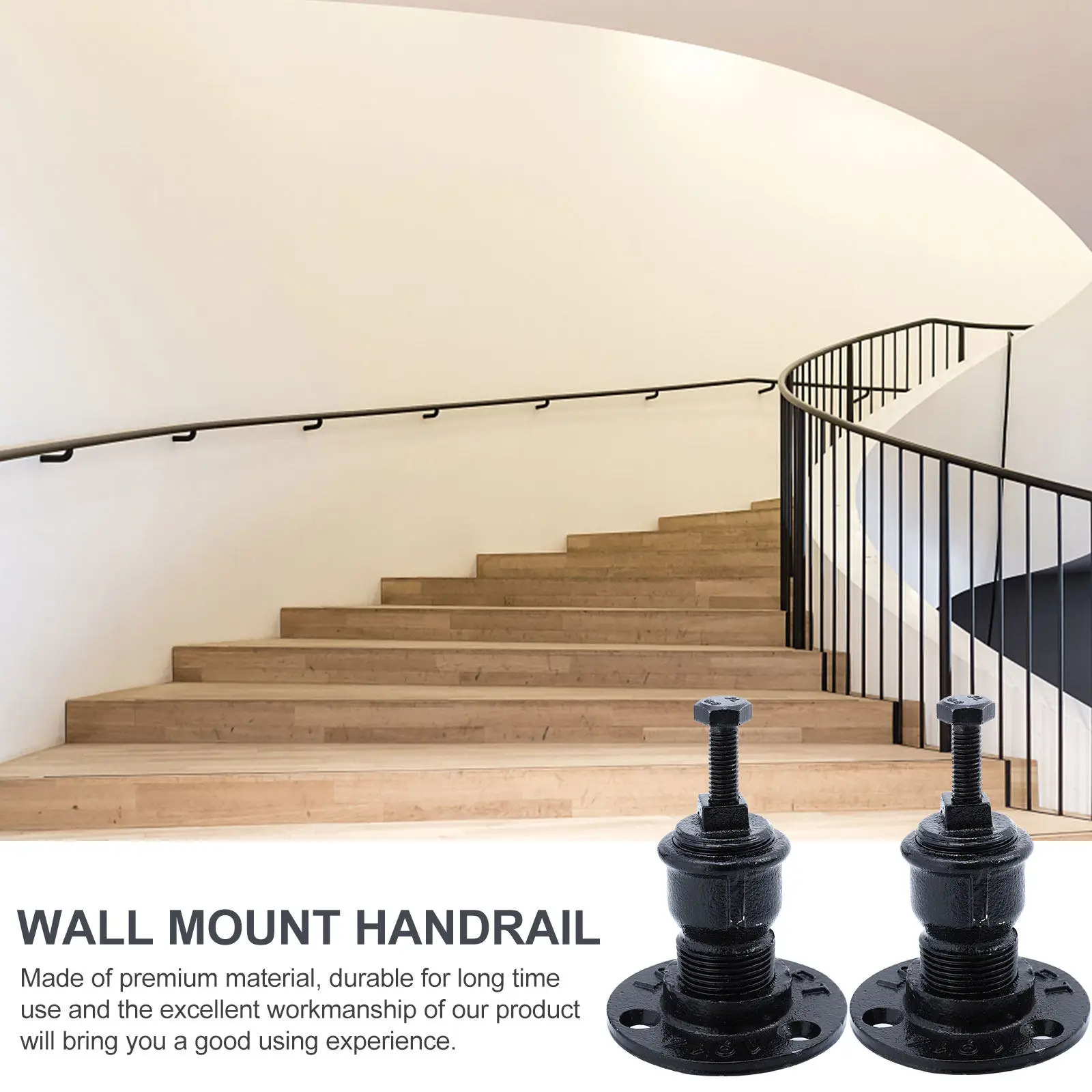 Heavy-Duty Handrail Support Bracket, 2pcs Wall-Mounted Stair Railing Banister Bracket for Modern Home Decoration