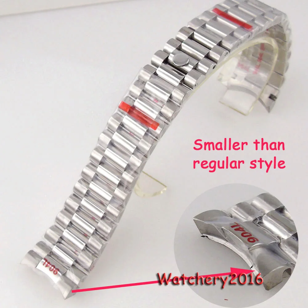 20mm Brushed Strap Watchband Small endlink bracelet 316L Stainless Steel Silver Folding clasp Small Link