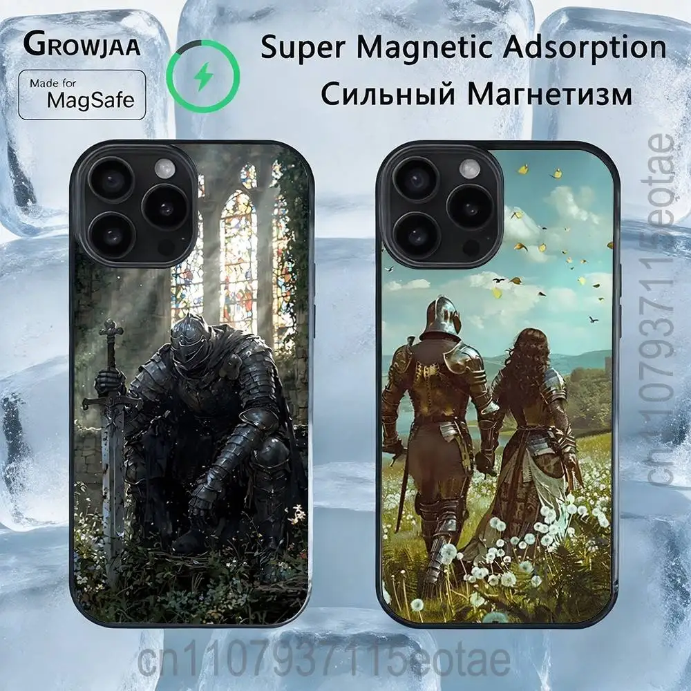 

Магнитный чехол Knights для iPhone 14, 16, 17, 13, 12, 11, 15 Pro Max Plus, совместимый с беспроводной зарядкой MagSafe