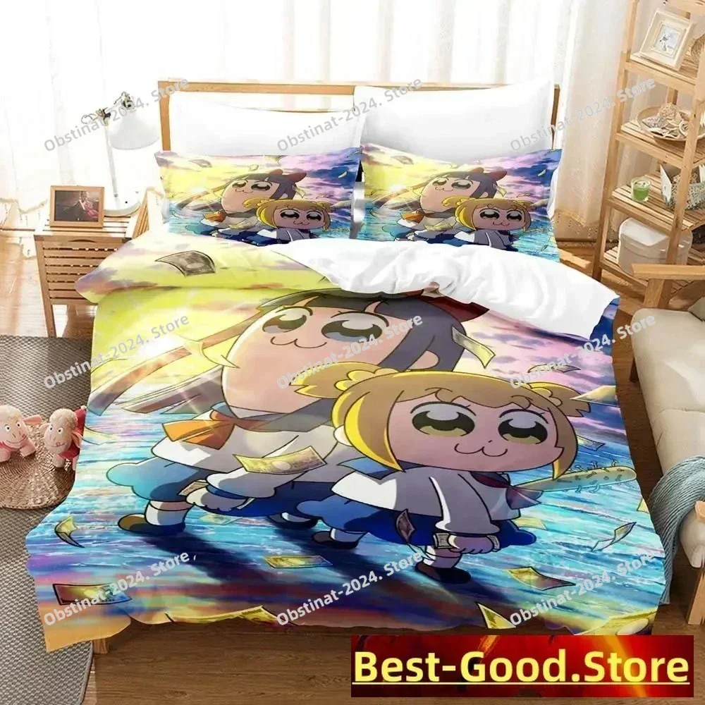 Pop Team Epic Bedding Set Single Twin Printed Bed Set With Pillowcase Bed Duvet Cover Soft Single Double Queen Super King Size