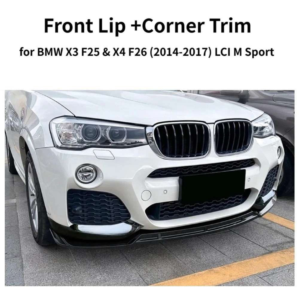 

For BMW X3 F25 X4 F26 LCI Sport 14-17 Front Lip Splitter Body Kit Exterior Modification Accessories With Corner Wrap Angle Trim