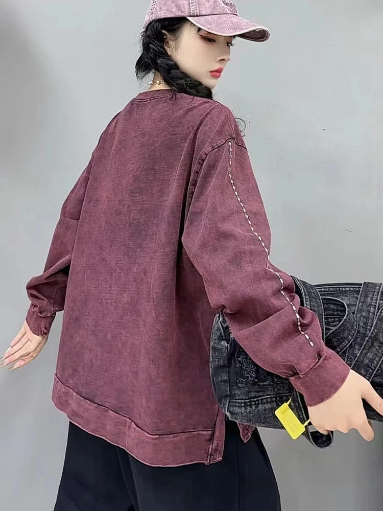 Amax luluE 2024 المرأة الصيف موضة خمر تي شيرت فضفاض التطريز س الرقبة الملابس السيدات الفاخرة الترفيه الكلاسيكية ملابس علوية من القطن #4