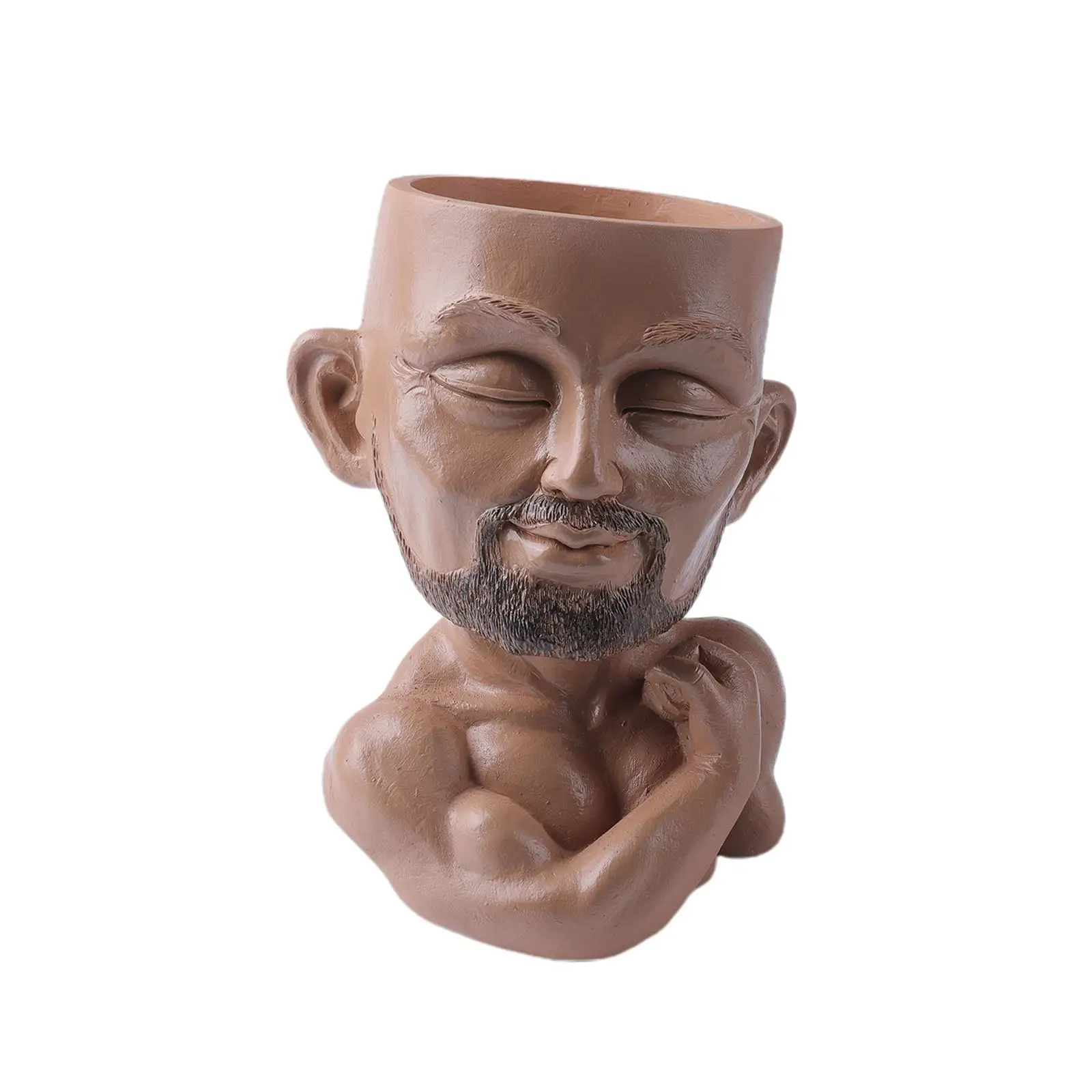 Face Planter Pot Plants with Drainage Hole Table Craft Collectible Resin Face