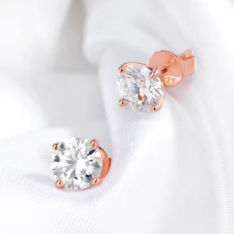Smyoue 0.2-3CT Rose Gold Color Moissanite Stud Earrings for Women Sparkling Classic Wedding Lab Diamond Earring Pure 925 Silver - Image 4