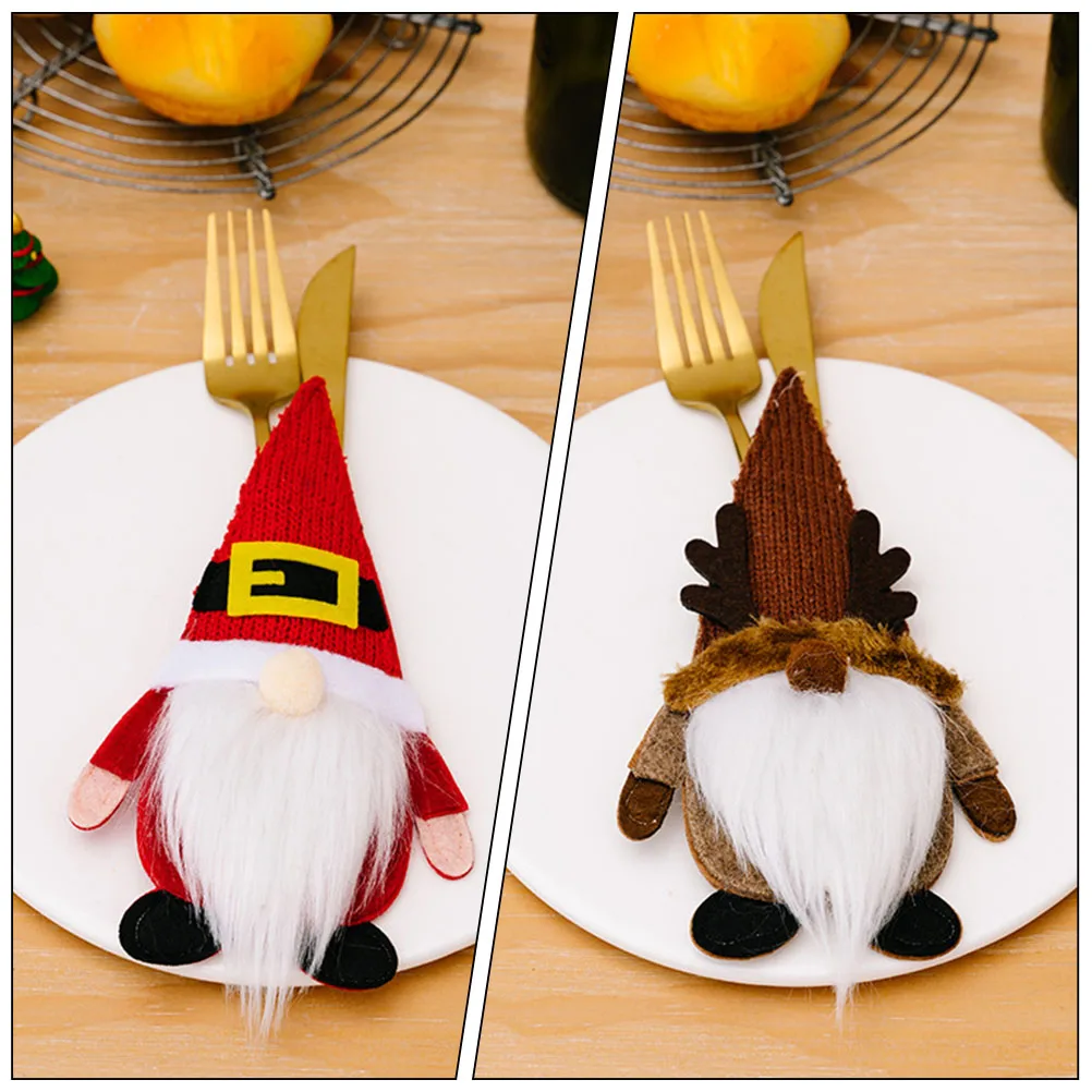 

3Pcs Xmas Gnome Cutlery Holder Christmas Silverware Bags Cloth Tableware Covers Party Dining Decoration
