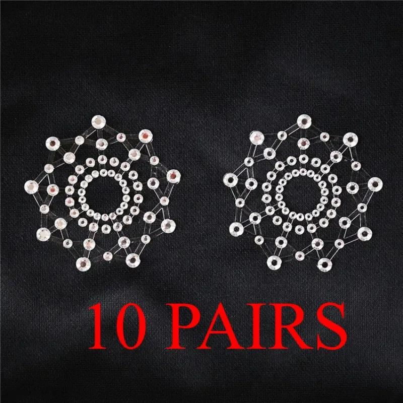 

10 Pair Sexy Nipple Transparent Self Adhesive Breathable Comfortable Stickers Rhinestone Breast Petals Lingerie Pasties Bras