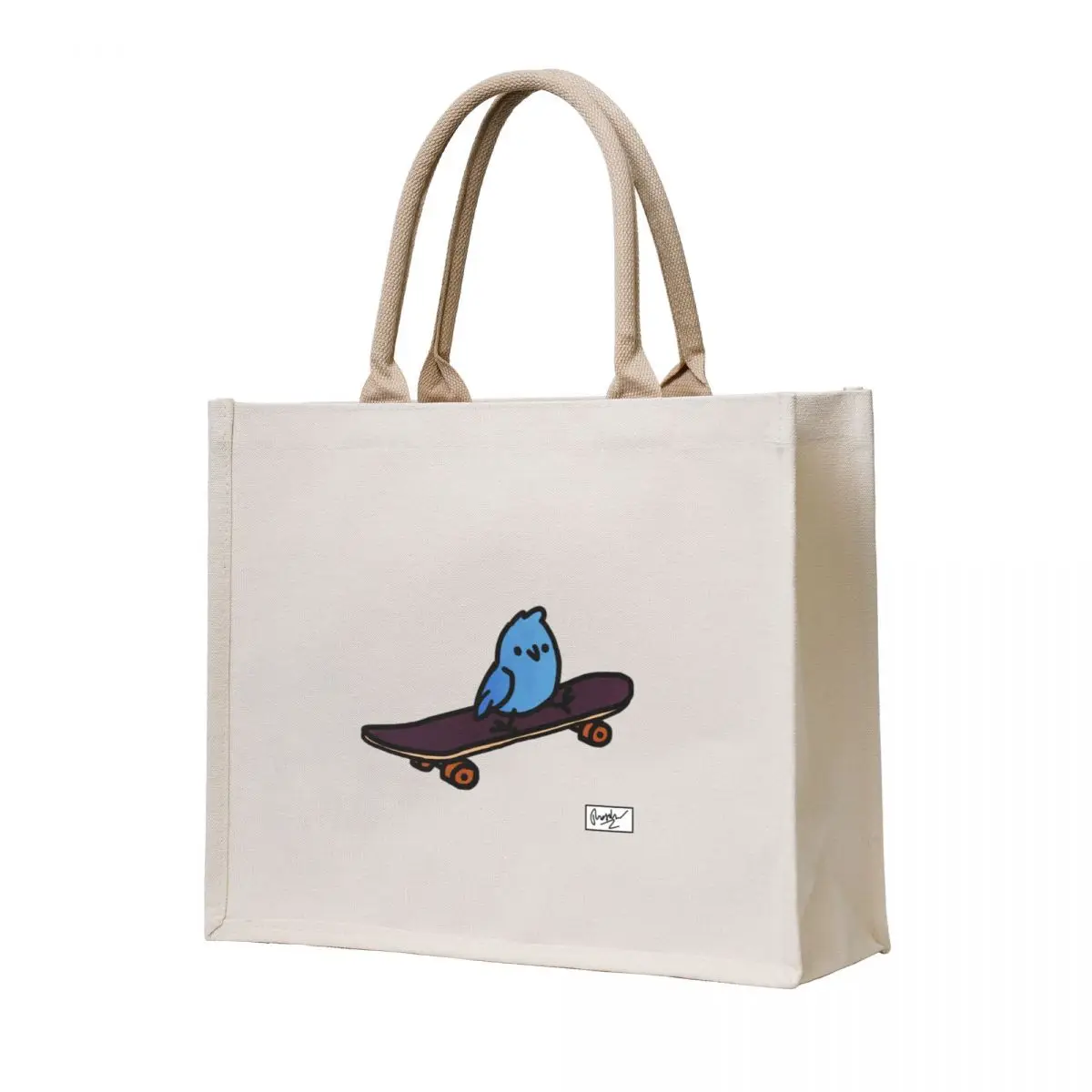 

Skateboarding Bird Doodle Tote Bag reusable shopping bag Women's handbag foldable reusable bag shopping trolley