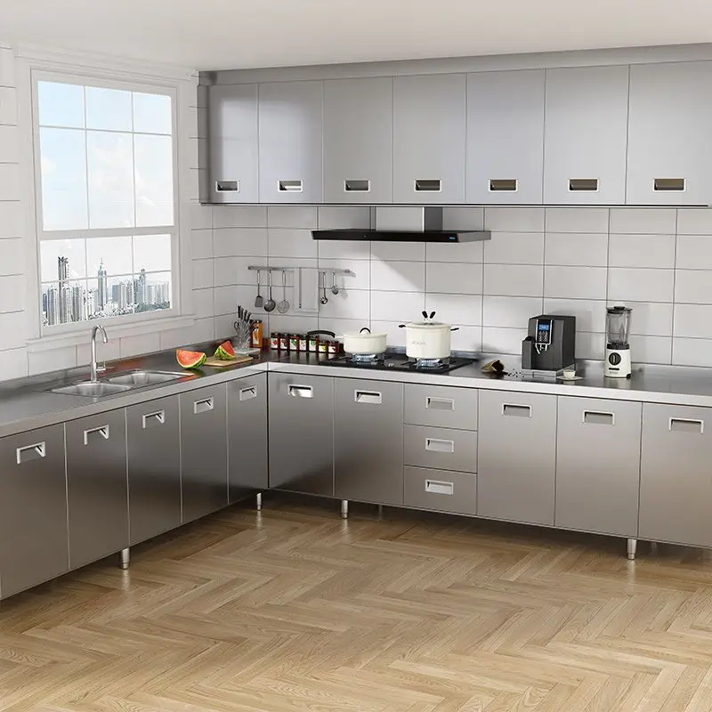 

304 integrated stainless steel kitchen cabinet simple