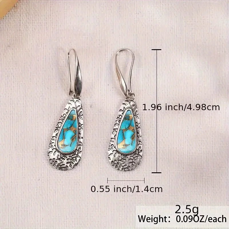 2PCS Retro Bohemian Earrings Imitation Turquoise Vintage Jewelry Birthday Party Aesthetic Accessories For designer earrings