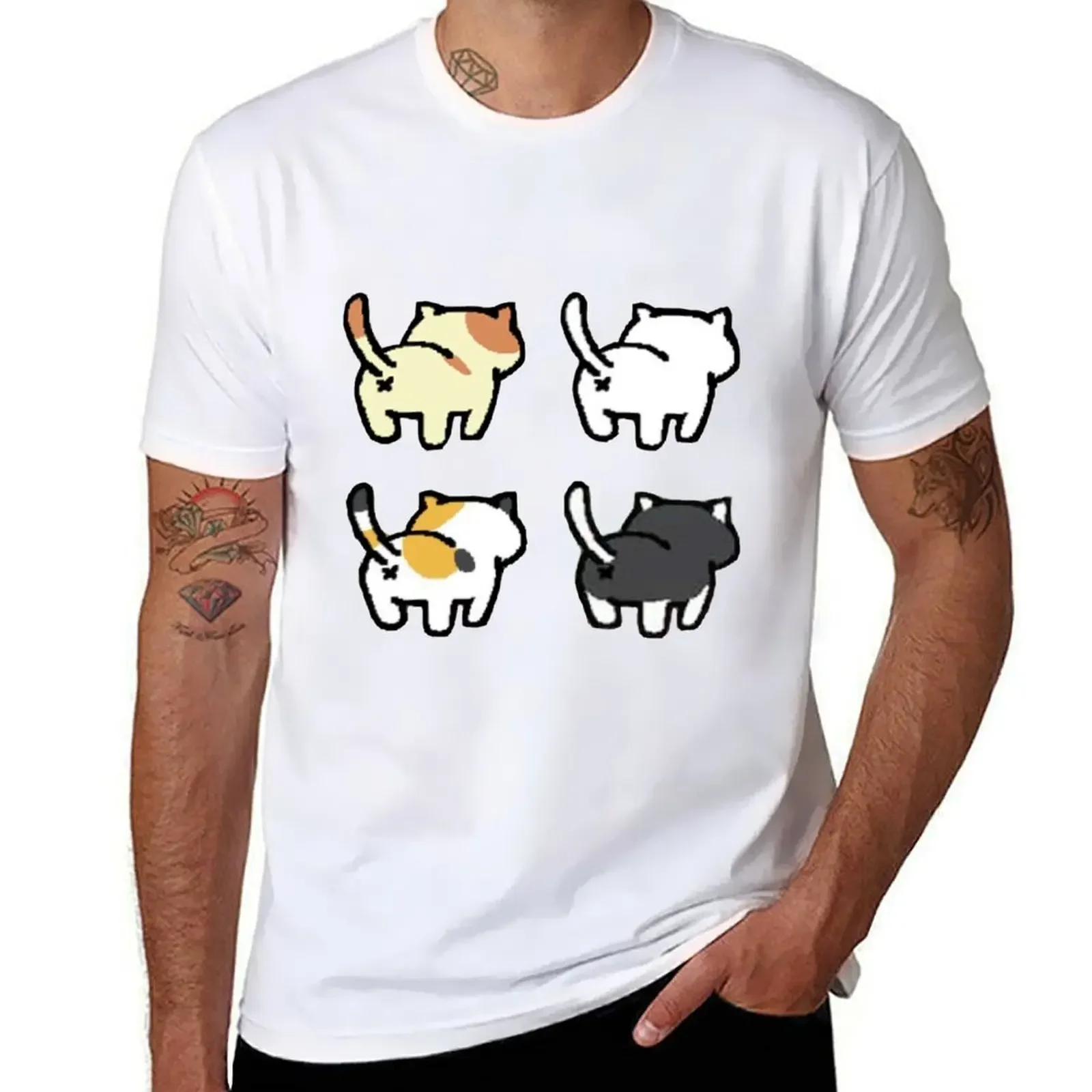 

Neko Atsume - Butts T-shirt oversized new edition cute tops mens big and tall t shirts