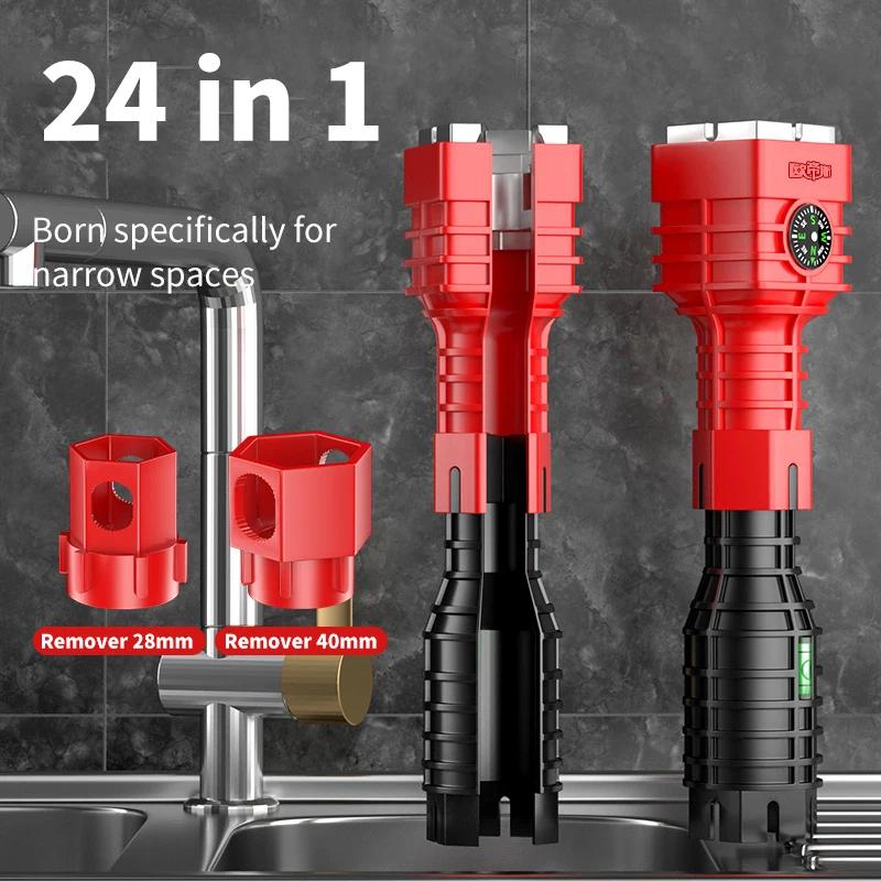 

Универсальный ключ 18-в-1, ключ для труб и раковин, подходит для труднодоступных мест, многофункциональная регулируемая рукоятка