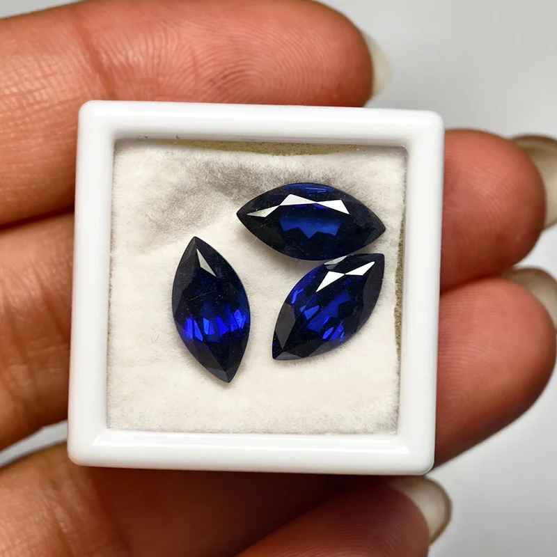 Lab Grown Sapphire Gemstone Marquise Cut Royal Blue Synthetic Sapphire Gem Loose Stone Select AGL Certificate for Jewelry Making