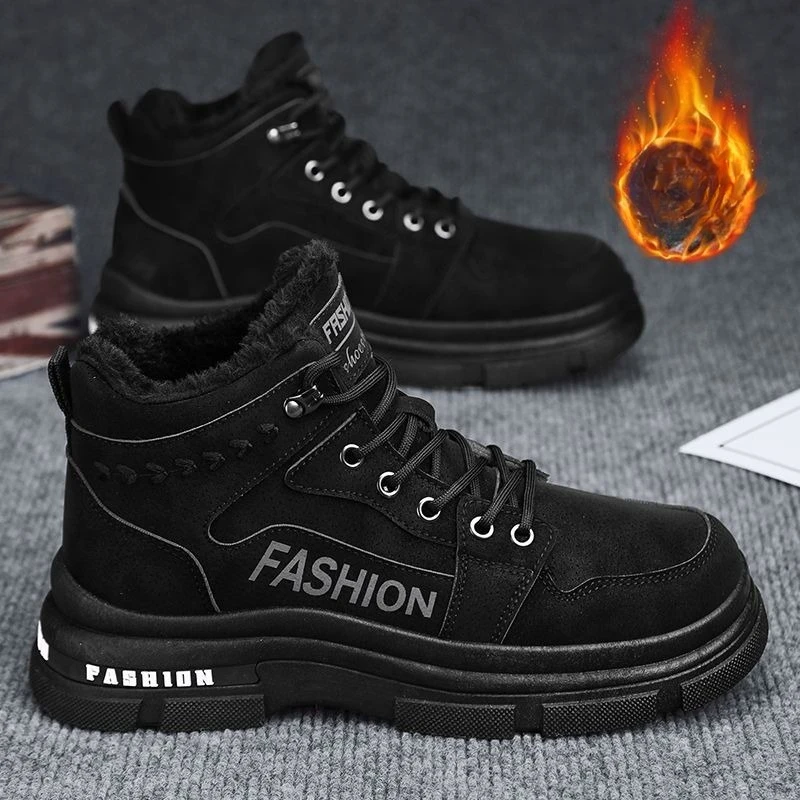 Stivali da neve da uomo alti addensati Stivali invernali in peluche caldi Stivaletti in cotone resistenti al freddo impermeabili antiscivolo Botas Para Hombre