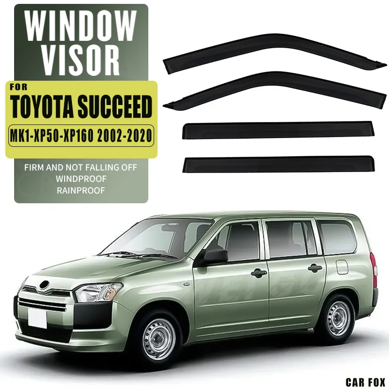 

Комплект из 4 черных дефлекторов для окон Toyota Succeed 2002-2020: защита от дождя и солнца, аксессуары для авто