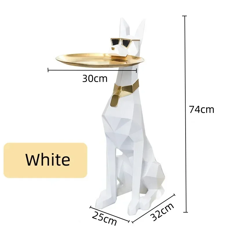Hars Doberman Hond Standbeeld Luxe Interieur Bijzettafel Puppy Sculptuur Charmante Doberman Pinscher Beeldje Lade Woondecoratie