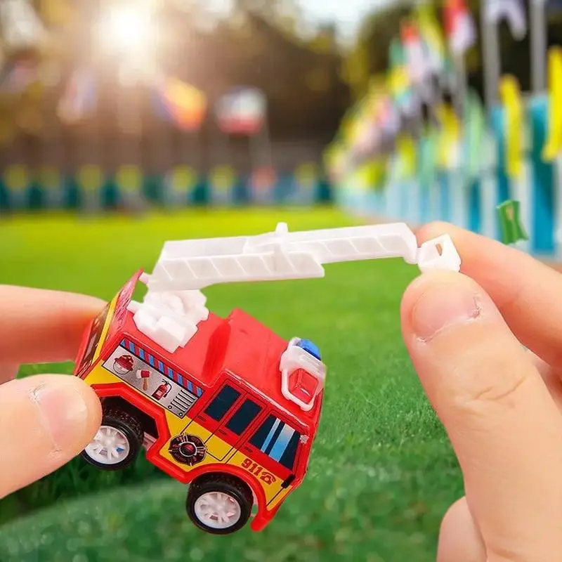 

5Pcs DIY Decoration Children's Birthday Party Favors Baby Shower Gift Kids Cartoon Mini Pull Back Fire Truck Police Car Toys