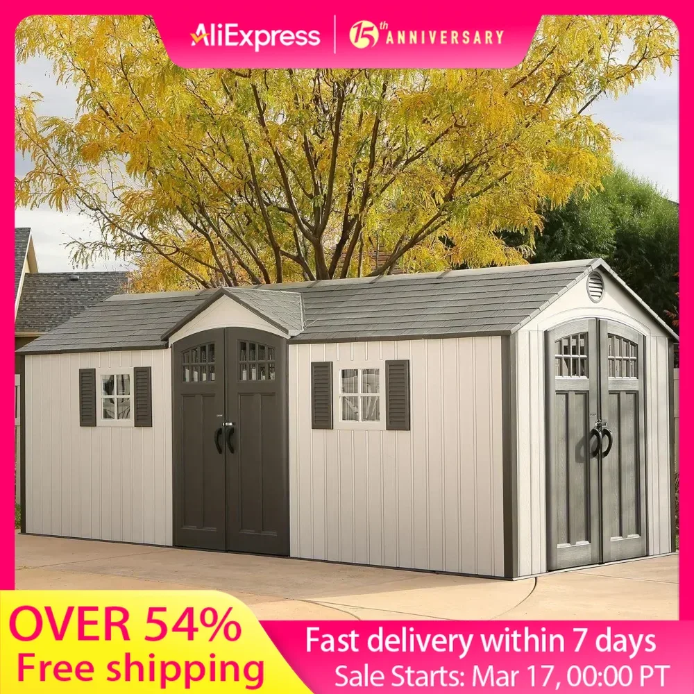 20 X 8 Ft.Outdoor Storage Shed, Desert Sand，Heavy-duty Steel Trusses Provide Additional Roof Strength Free shipping