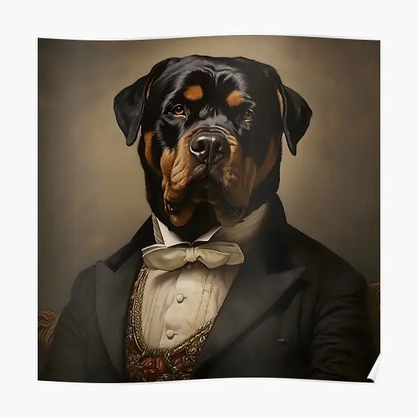 Dapper Rottweiler Portrait Art  Poster Mural Print Art Decoration Wall Modern Home Funny Room Picture Painting Vintage No Frame