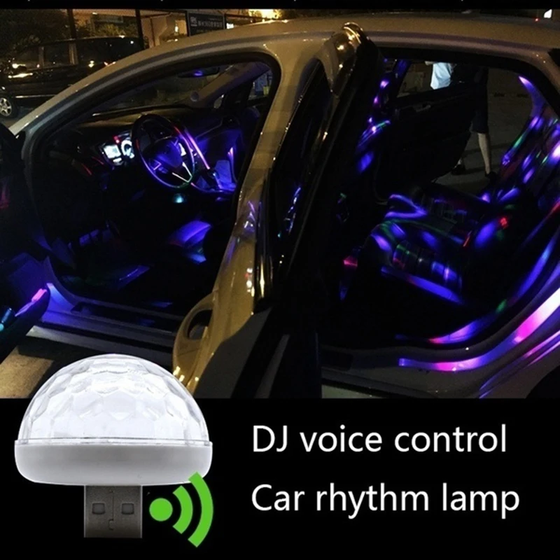 Abzv-multi-cor usb led lâmpada de iluminação interior do carro atmosfera luz lâmpadas de néon sensor de som luz dj