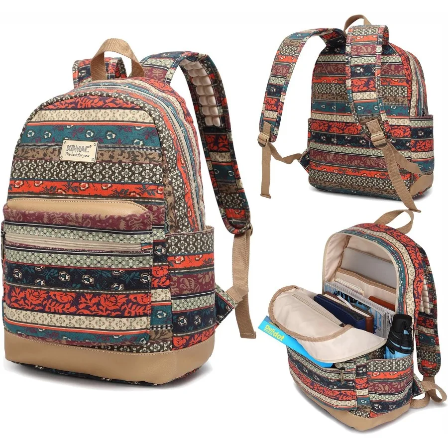 

Kinmac New Bohemian Laptop Backpack with Massage Cushioned Straps Travel Outdoor Backpack for Laptop Up to 15.6 Inch