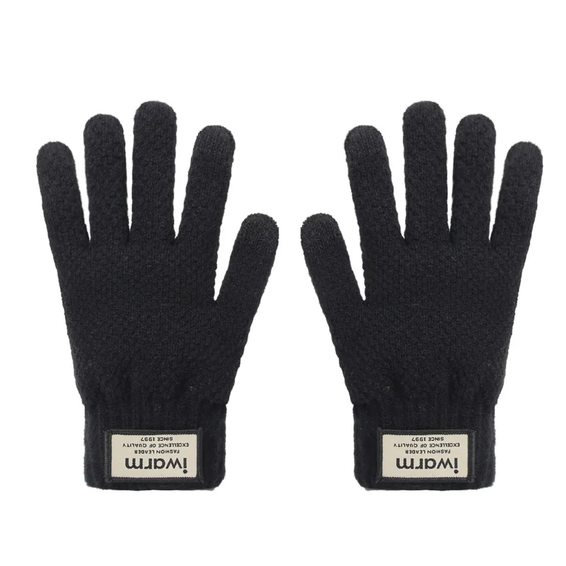 AliExpress NONE New Winter Thick Touch Screen Gloves Double-layer Warm Gloves Bicycle Outdoor Cold Resistant Knitted Gloves