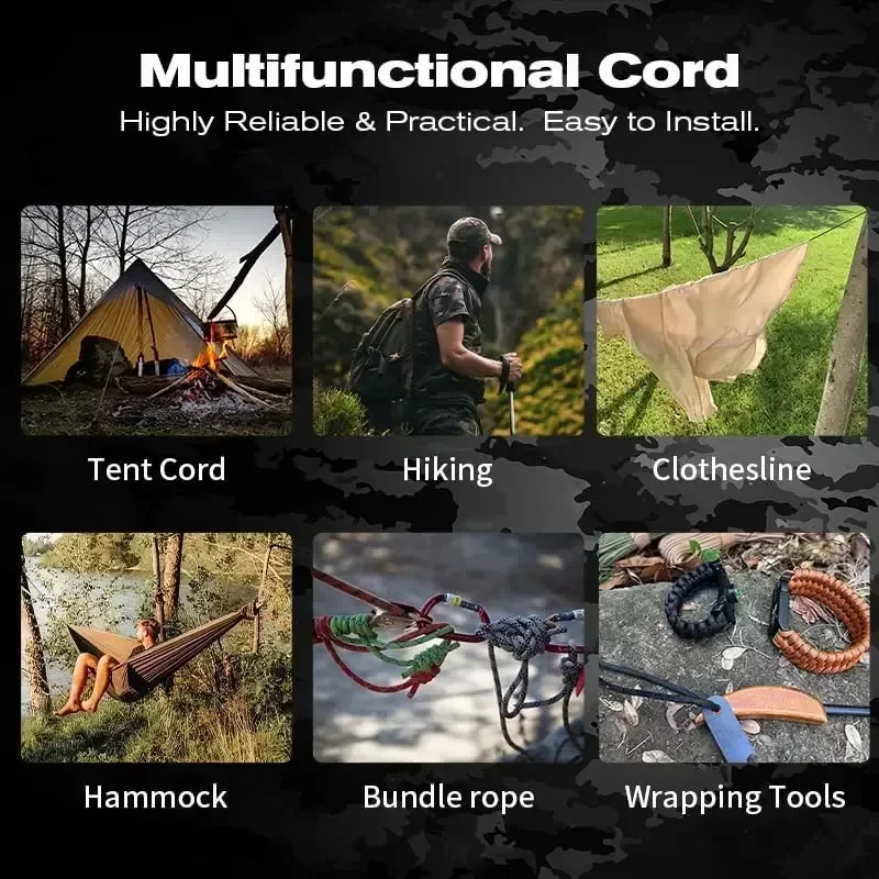 ملحقات خيمة المشي 7 خلايا 550 الحبل التكتيكي قطر 4mm31M المظلة الحبل في الهواء الطلق التخييم بقاء المظلة الحبل