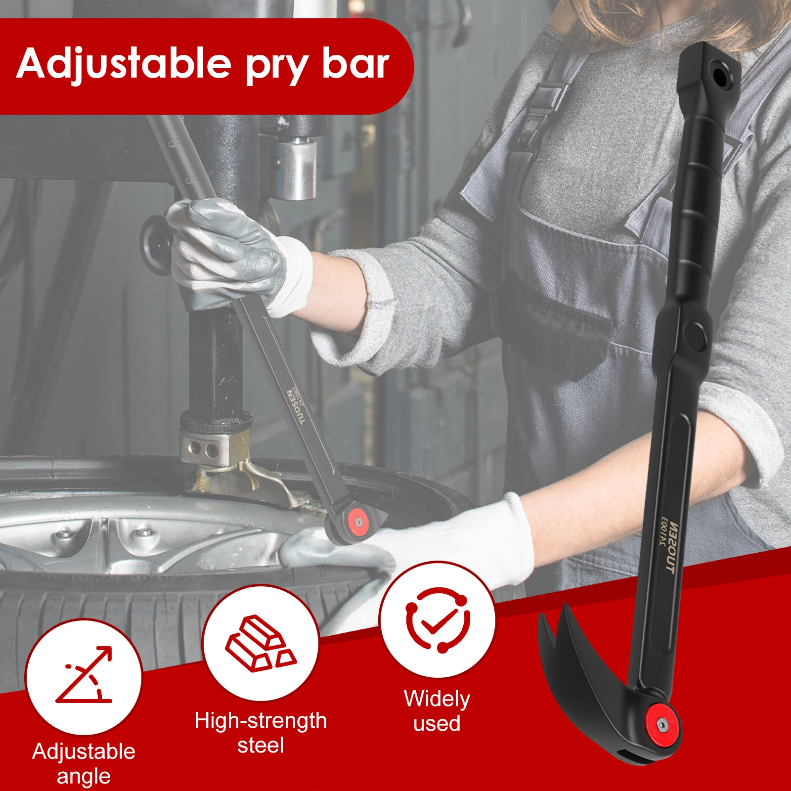 14/18inch Pry Bar with Comfortable Handle Adjustable Prybar 14 Position Adjustable Angle Pry Bar Multifunctional Pry Bar Tool