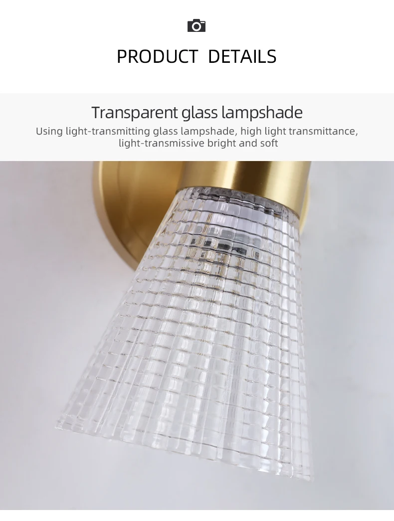 Messing Wandleuchte Kreative Luxus Wohnzimmer Hintergrund Dekor Wandleuchte Schlafzimmer Nachttisch LED Home Dekorative nordische Glaslampe – Detail 11
