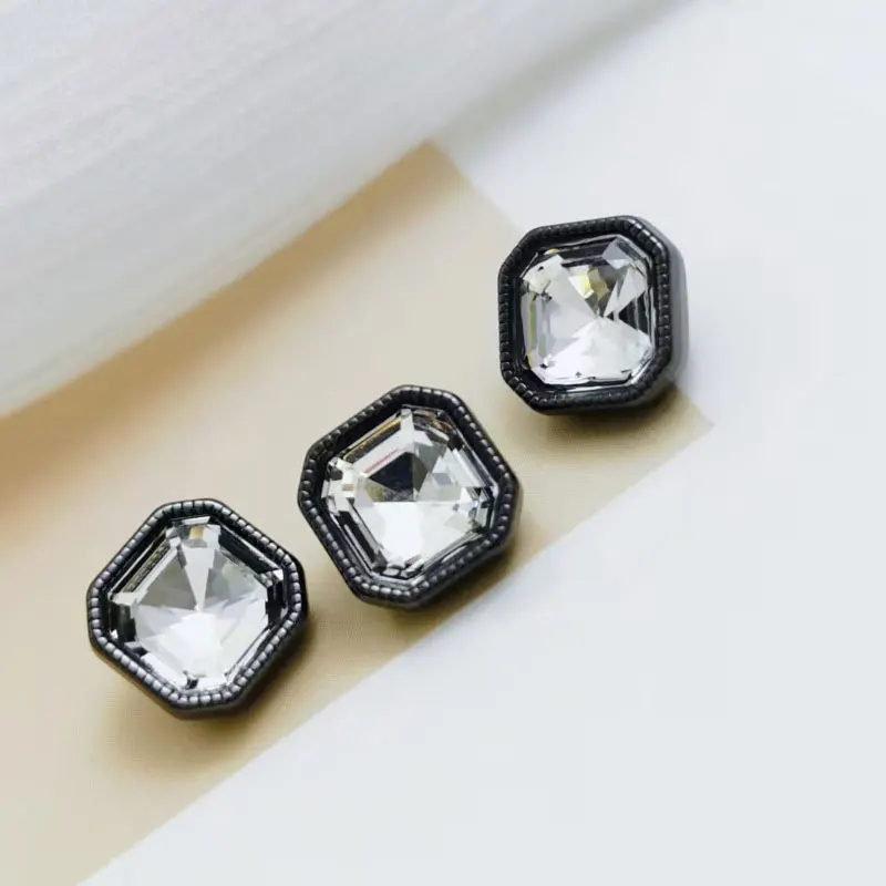 Quadratische Strass-Metallknöpfe, Hemdknöpfe, Dekoration, Nähzubehör, Nähknopf, DIY, Handarbeit, 10 Stück, 10 mm – Detail 5