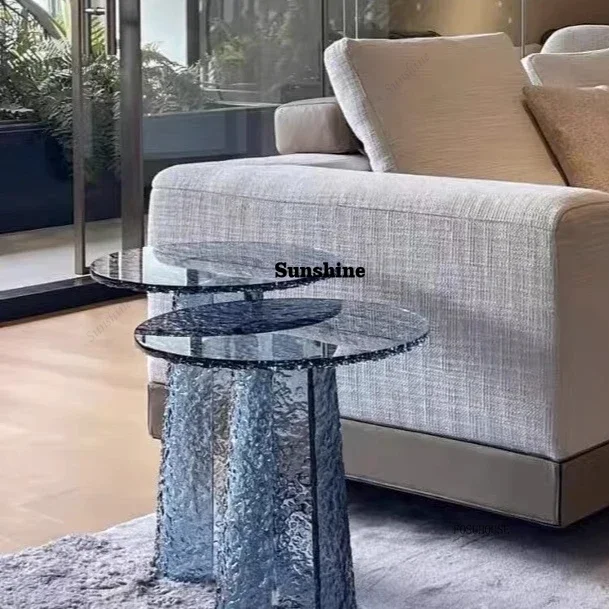 Water Ripple Acrylic Coffee Tables Light Luxury Small Apartment Tea Table Modern Creative Living Room Balcony Coffee Table DD