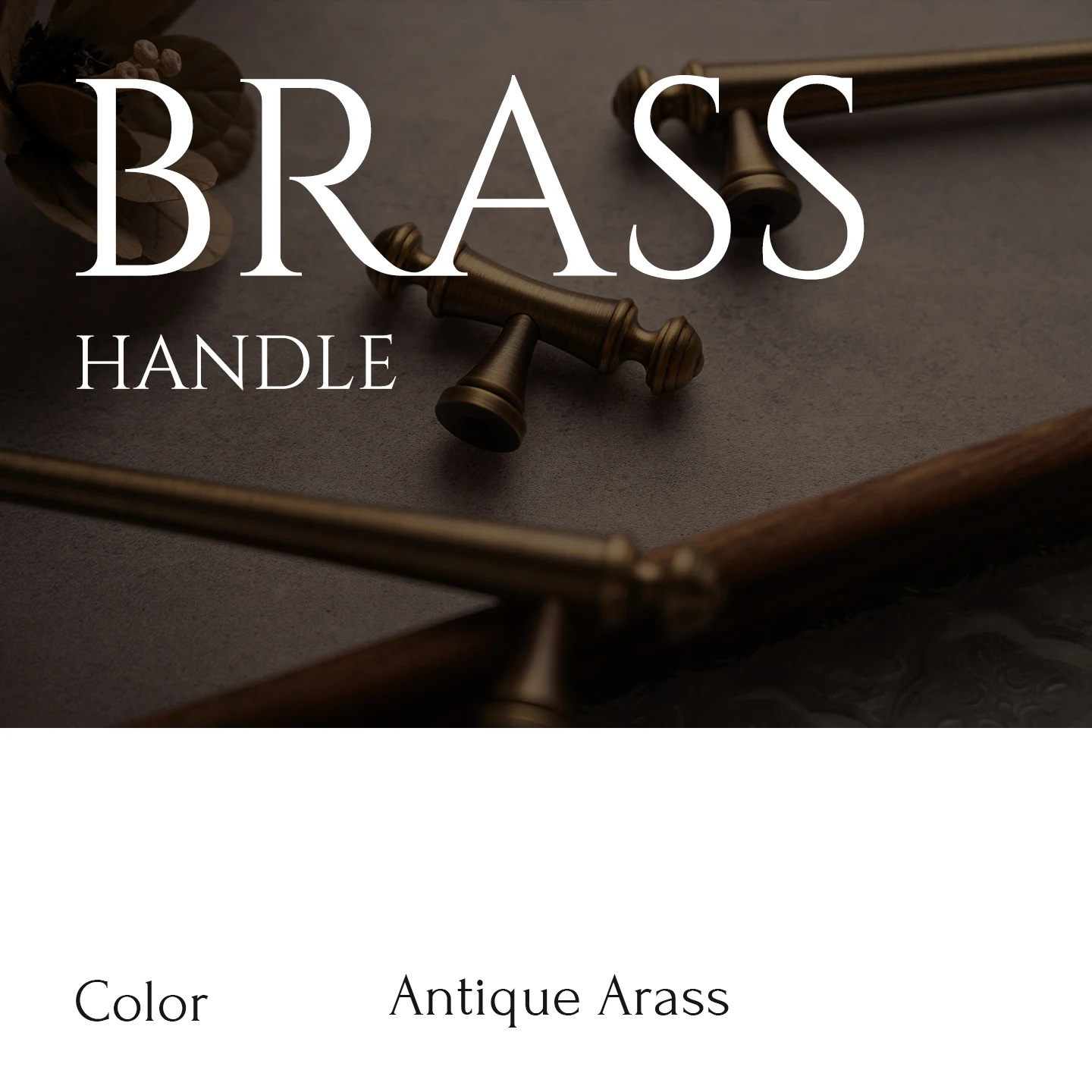 Antique brushed brass cabinet pull 1