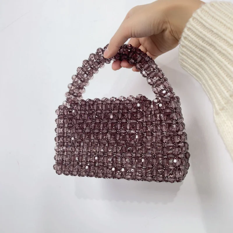 Imagem -03 - Bolsa Crossbody Personalizada para Mulheres Bolsa de Cristal Retrô Simples Monocromática Bolsa de Ombro Artesanal Moda Faça Você Mesmo 2023