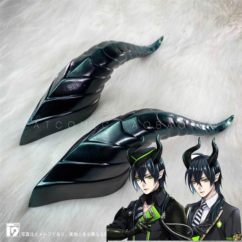 

Top Great Game Twisted-Wonderland DIASOMNIA Malleus Cosplay Horns Head Clip Headwear Hairwear Cosplay Props Accessories Resin