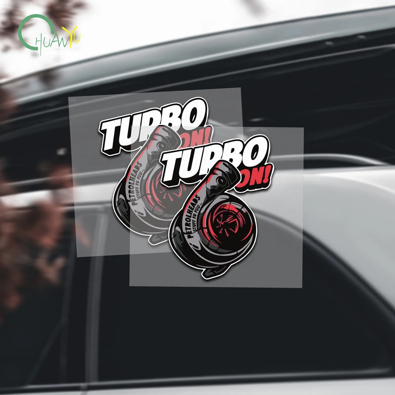Turbocharger Car Sticker TURBO ON Cartoon Motorcycle Scratch Cover Racing Motorcycle Electric Motorcycle Decal