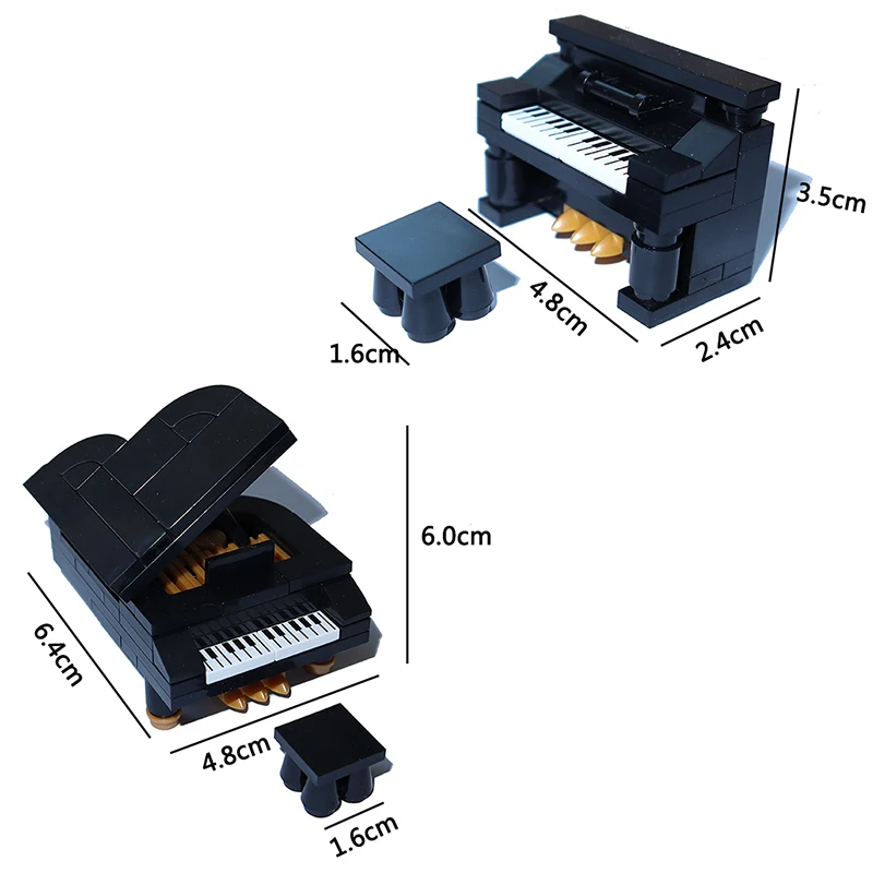 

DIY Model Piano Chair Pianist Creativity Decoration Bricks MOC Home Furniture City Compatible Building Blocks Accessories
