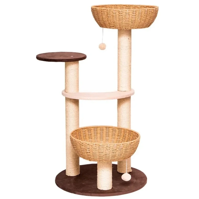 

Cat Nest Tree Integrated Chamfer Sisal Luxury Jumping Platform Climbing Handmade Vine Woven Villa Weaving