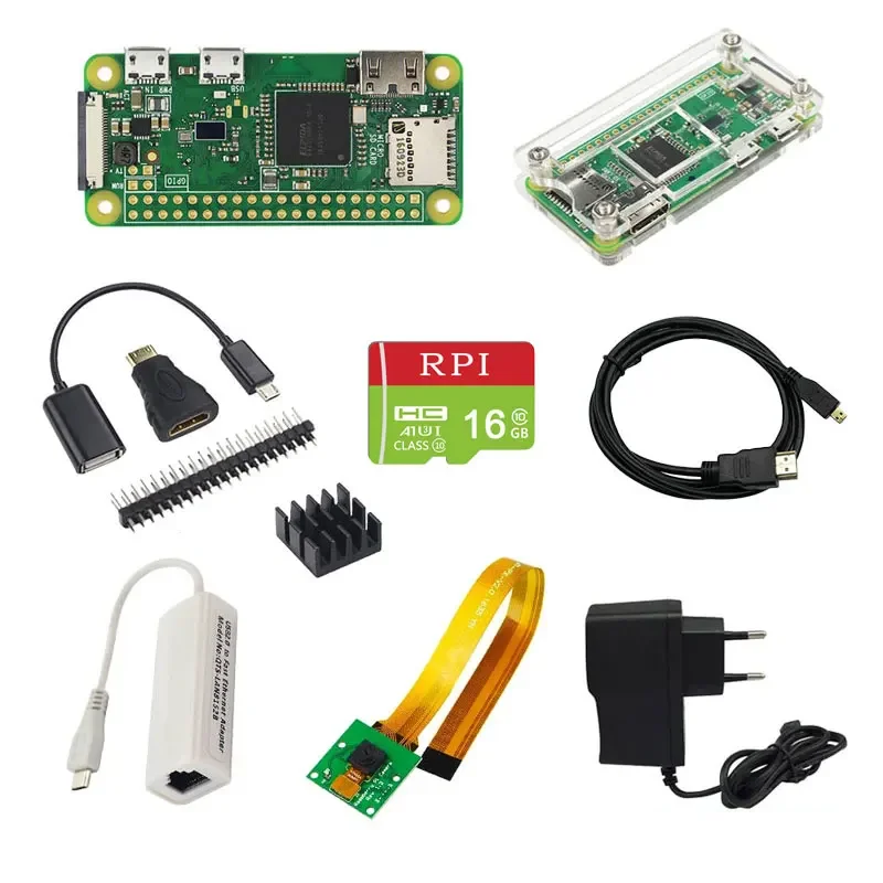 Raspberry Pi Zero W Kit Acrylic Case  GPIO Header Heat Sink + Power Supply +Camera Option 1GHz CPU 512Mb RAM Raspberry Pi W